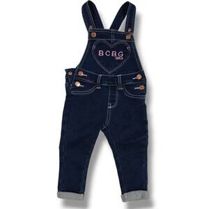 BCBGIRLS Baby girls blue pink embroidery logo skinny fit overalls - 12 months